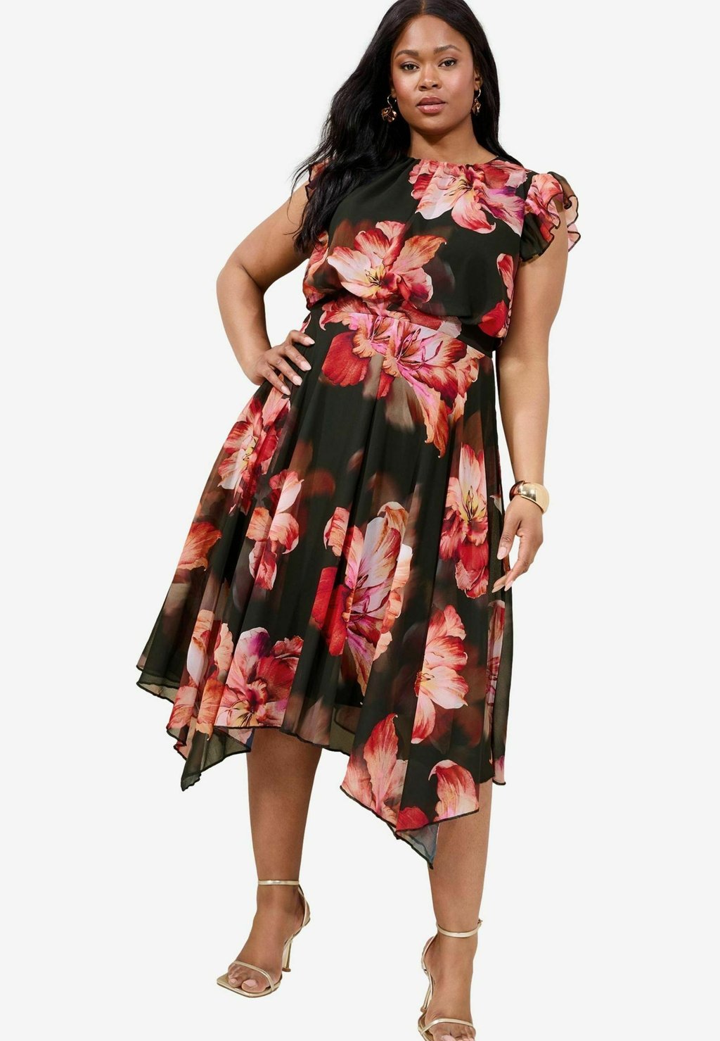 

Повседневное платье PLUS SIZE FIT FRILL SLEEVE Lipsy, черный