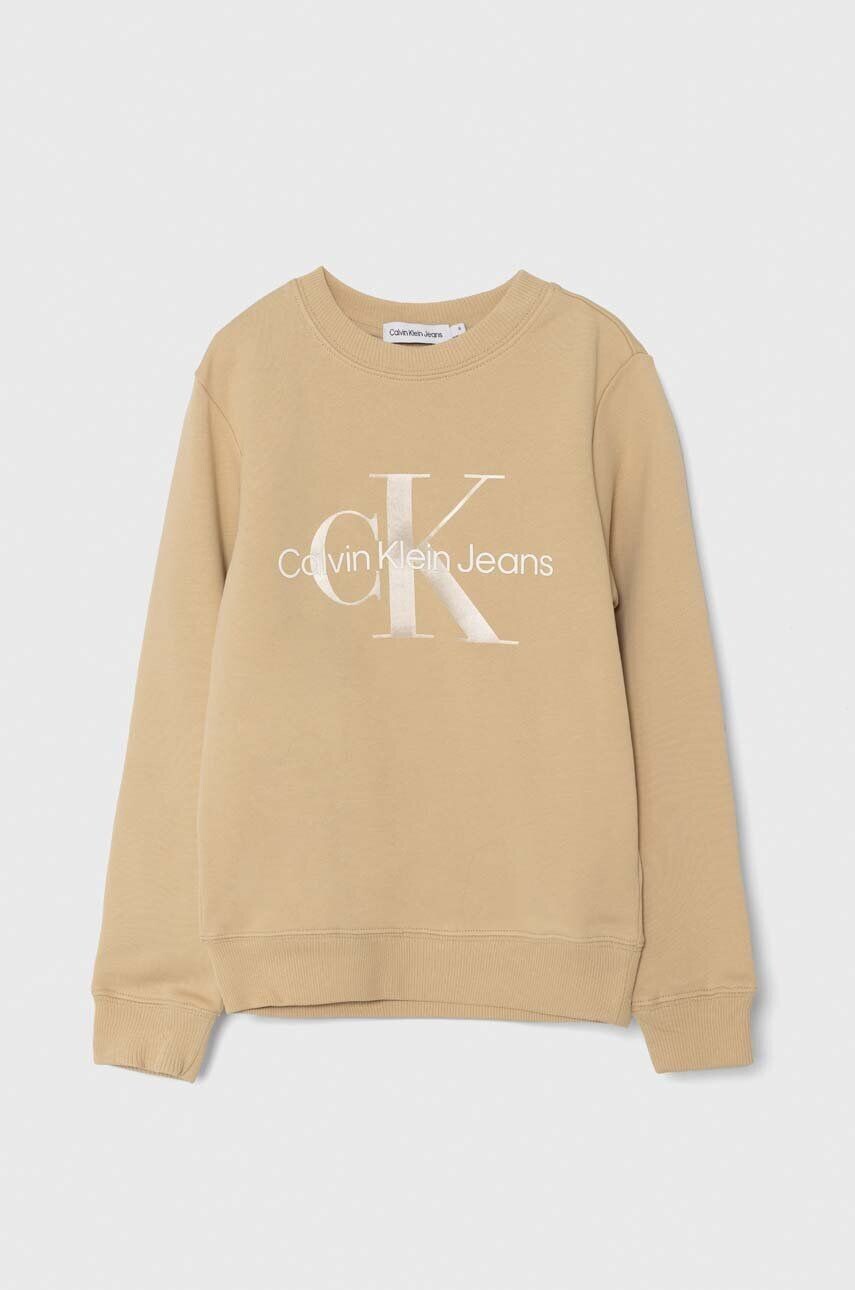 

Хлопковая толстовка Calvin Klein Jeans для мальчика/девочки, бежевый