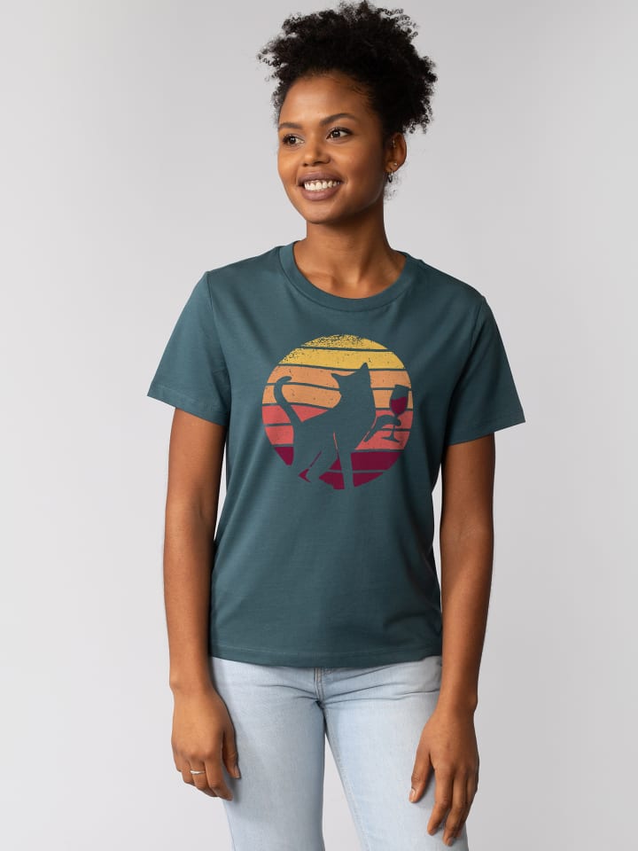 

Футболка Закатный кот и красное вино в цвете Петроле wat Apparel, Красный, Футболка Закатный кот и красное вино в цвете Петроле wat Apparel