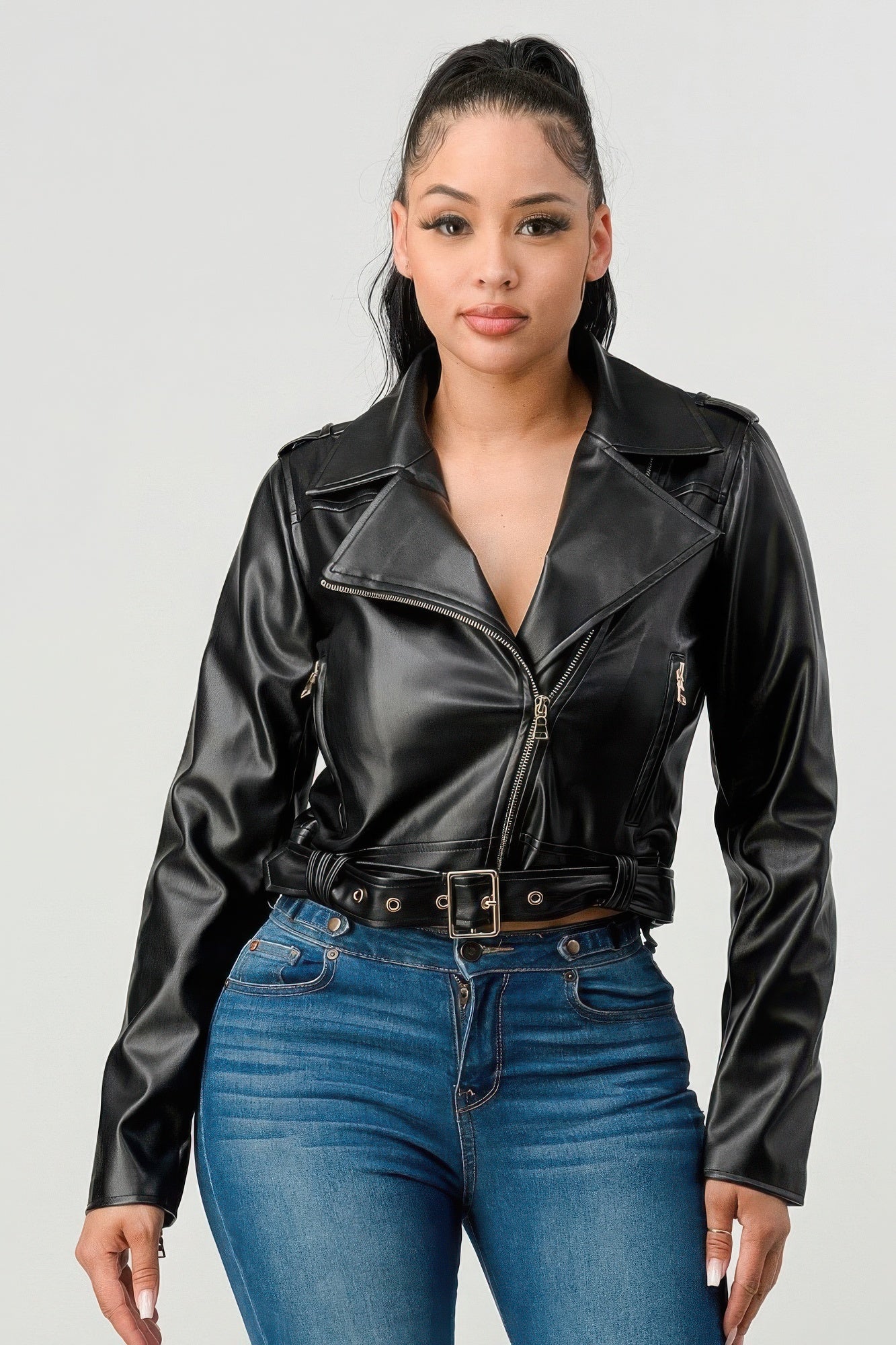

Куртка из искусственной кожи FASHNZFAB, черный