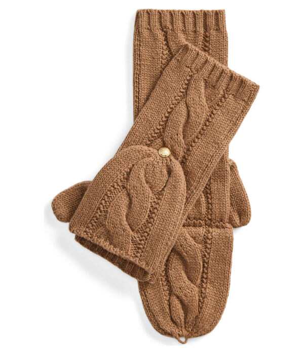 

Перчатки-варежки женские Lauren Ralph Lauren с добавлением шерсти, бежевый