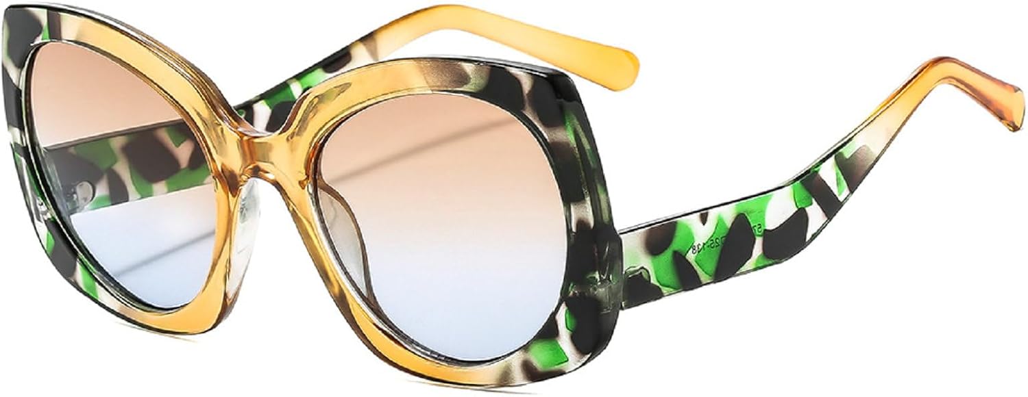 

Большие солнцезащитные очки «кошачий глаз» для женщин и мужчин, в стиле ретро 90-х, с градиентным переходом цвета, модные солнцезащитные очки для женщин mincl, Leopard Yellow