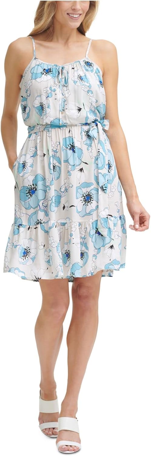 

Женское платье без рукавов Calvin Klein с завязкой на горловине и поясом, Mykonos Multi