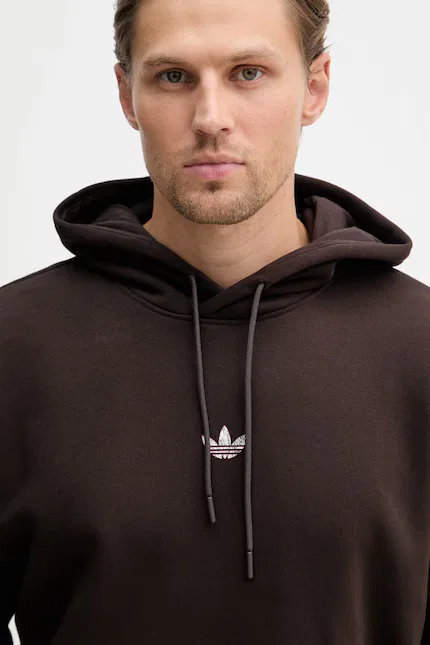 Худи мужское оверсайз Adidas Originals, коричневый — фото 4