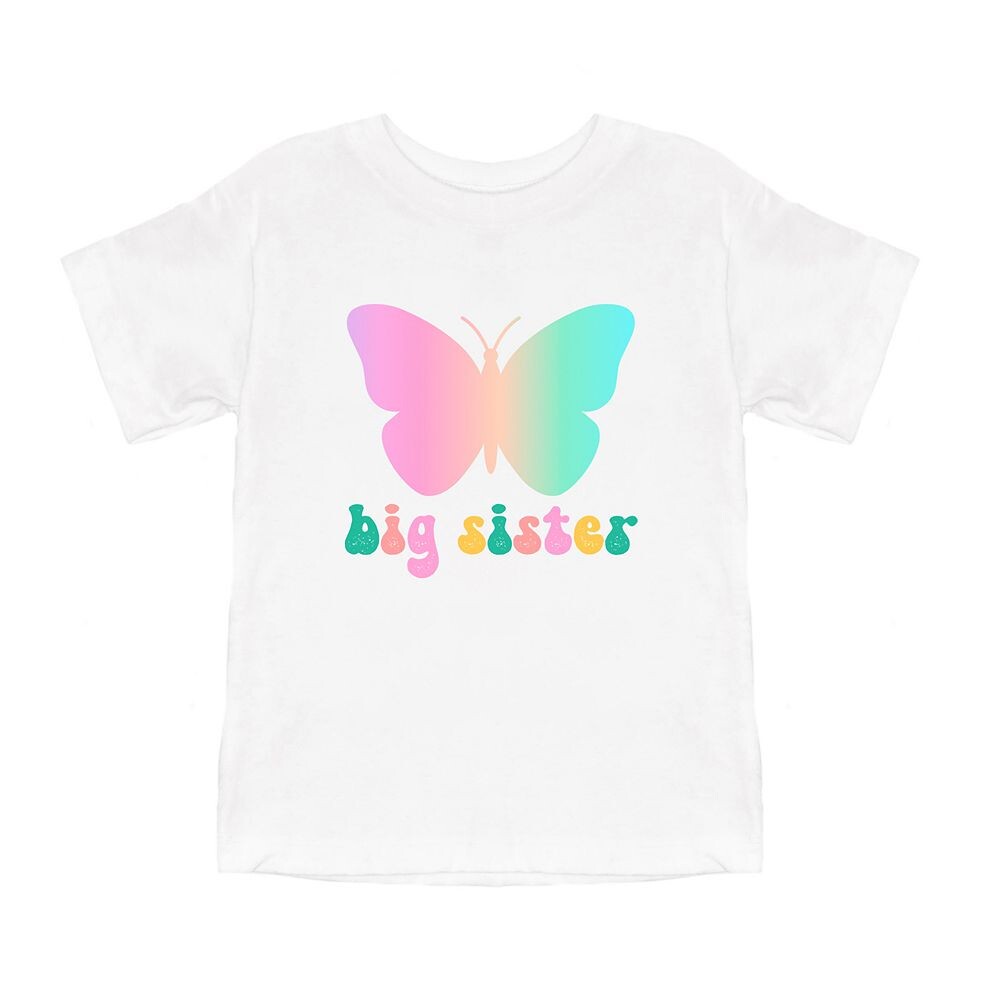 

Футболка с короткими рукавами и рисунком для малышей Big Sister Butterfly The Juniper Shop, белый