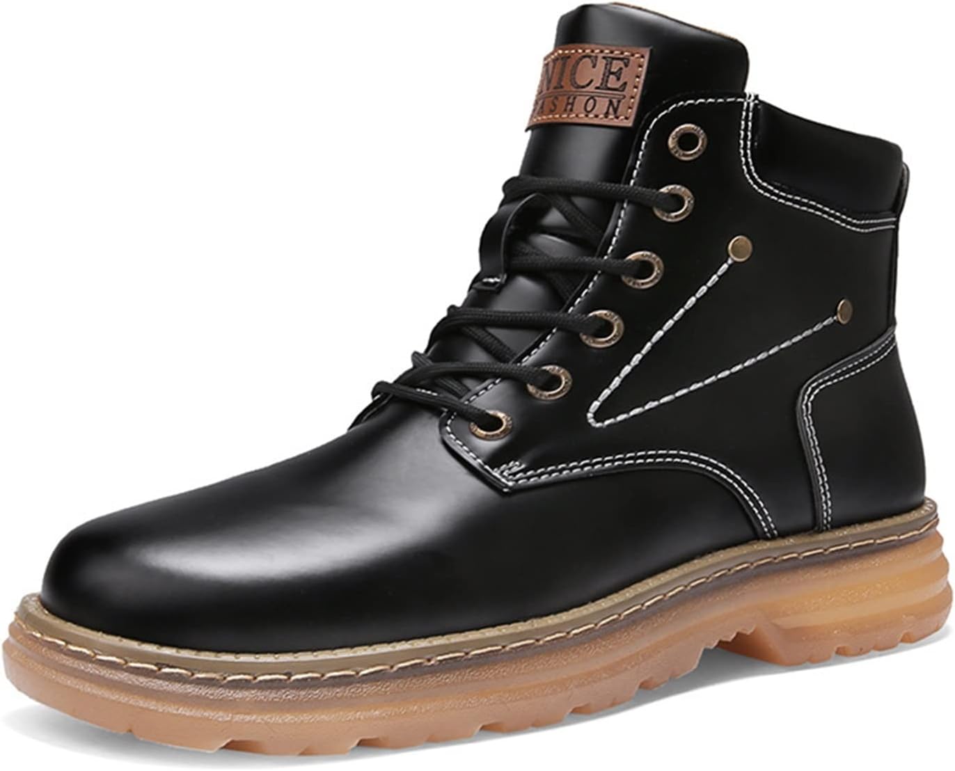 

Высокие туристические ботинки, мужские байкерские ботинки, винтажные удобные кожаные ботинки с высоким голенищем для мотоцикла, для прогулок, работы и походов, на день рождения, День отца Rishengchang, черный