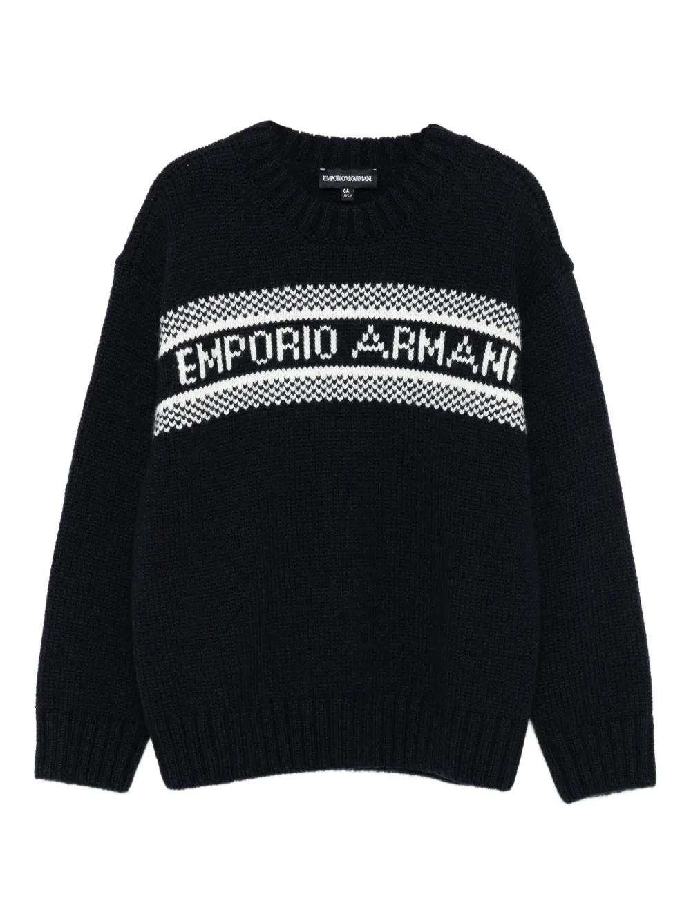 

Шерстяной свитер с логотипом Emporio Armani Kids, синий