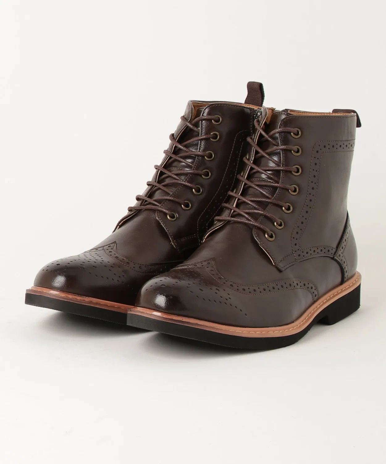 Ботинки Wingtip Lace-Up Country Boots из искусственной кожи, на шнуровке, чёрные — фото 4