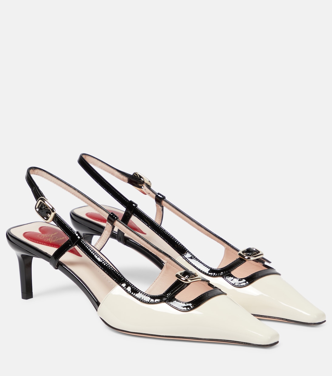 Туфли-лодочки Viv' Canard из лакированной кожи с открытой пяткой Roger Vivier, Ciré + Nero
