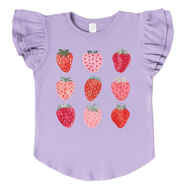 

Футболка с рукавами-фонариками в клубничном акварельном принте The Juniper Shop, Lavender