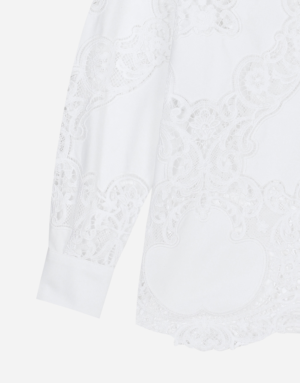 Хлопковая рубашка с ажурной цветочной вышивкой Dolce & Gabbana, белый — фото 4