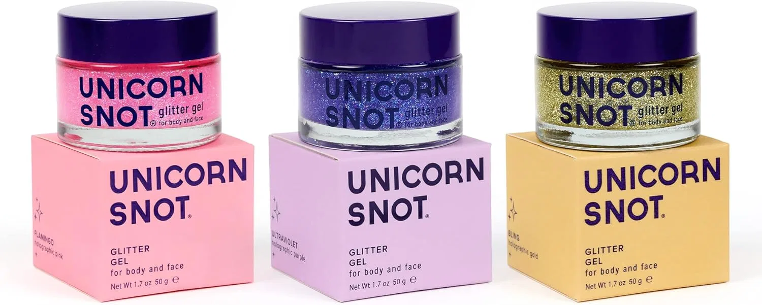 Глиттер-гель для лица и тела Unicorn Snot, 3 шт. (фламинго/UV/блестки), 1.7 унции