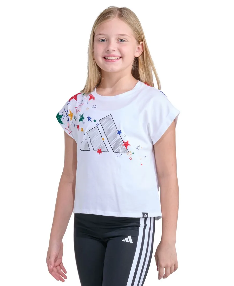 Детская футболка с коротким рукавом свободного кроя, размер 8-16 Adidas, белый — фото 2