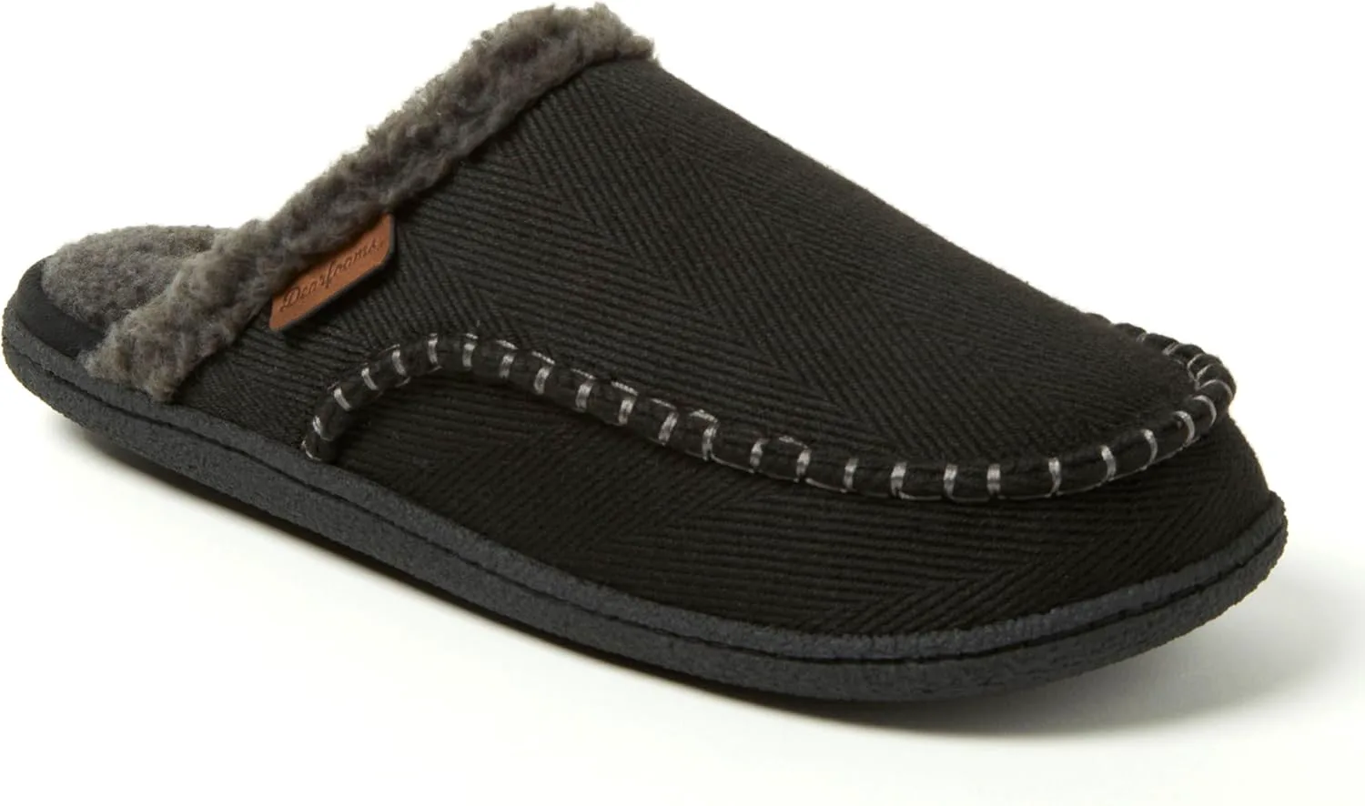 Мужские домашние туфли Dearfoams Matthew Moc Toe для использования в помещении и на улице, черный — фото 4