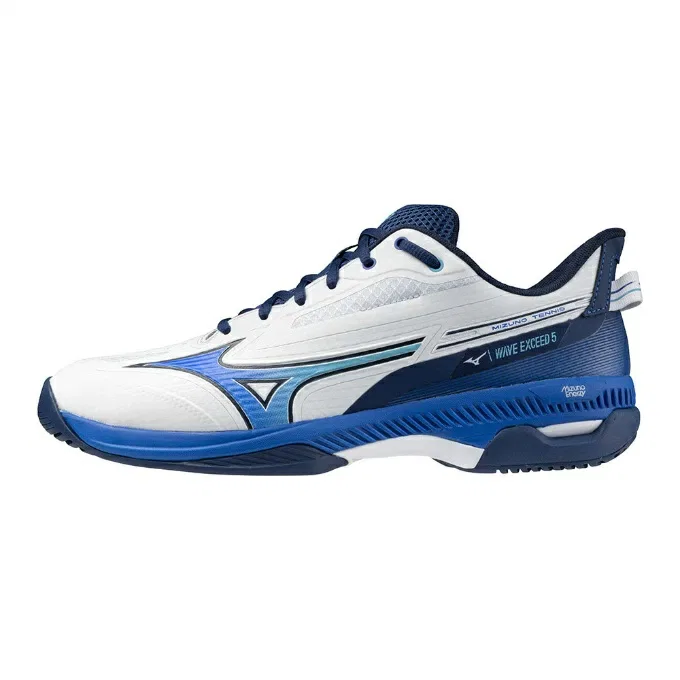 Мужские теннисные кроссовки «Wave Exceed 5 Wide AC» от Mizuno, Wh/Bl/Nv