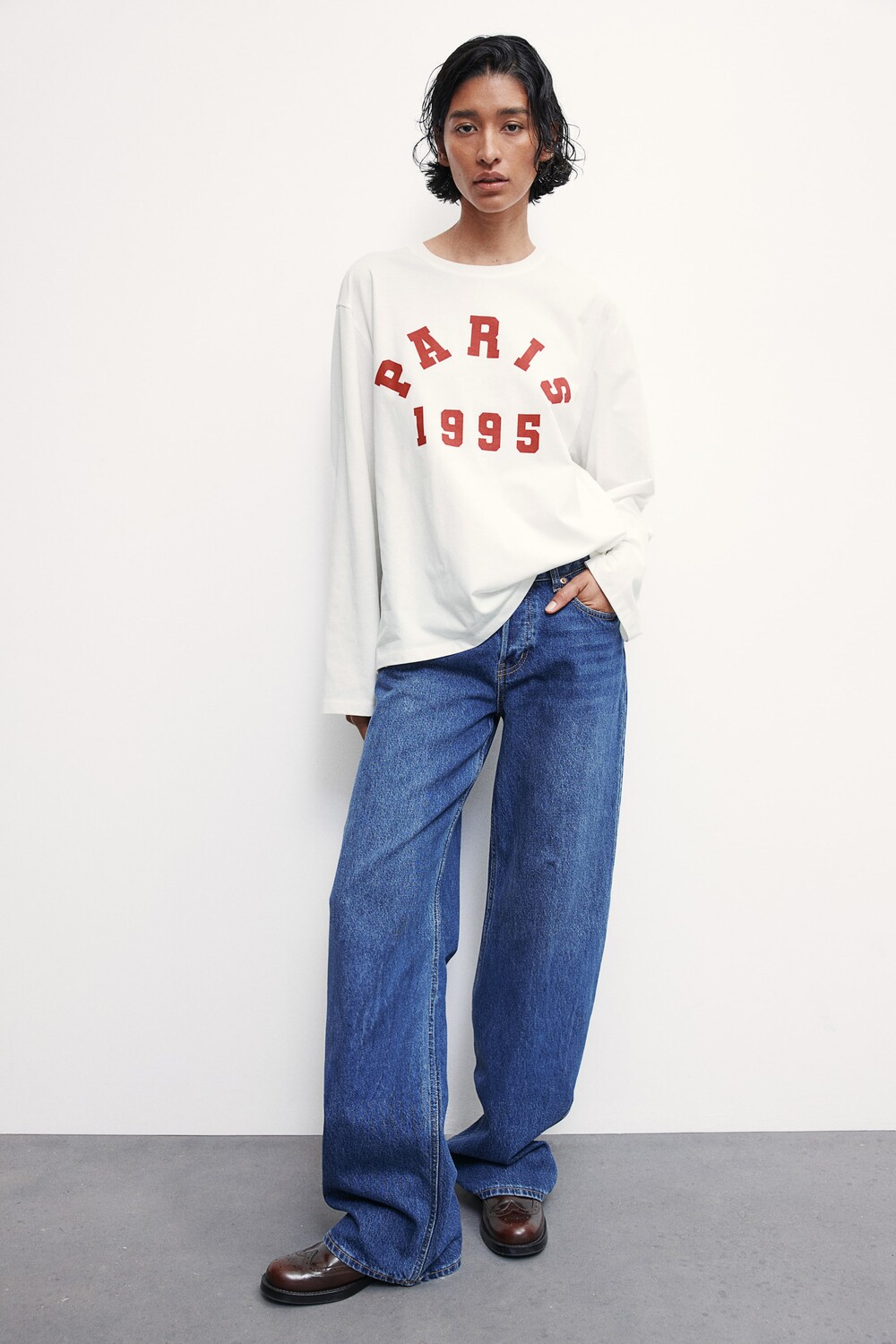 

Рубашка из джерси с длинными рукавами H&M, белый