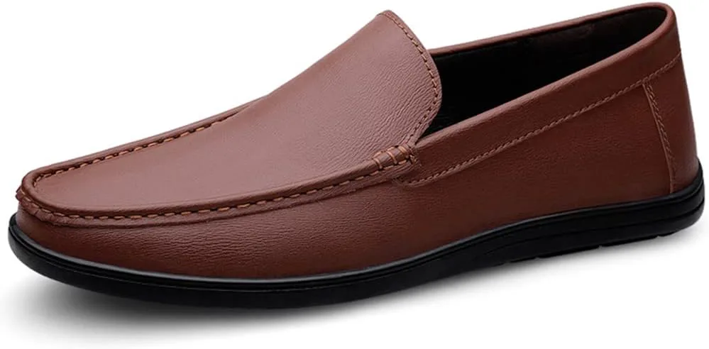 

Мужские лоферы Maylrvjv, слипоны, повседневные кожаные туфли, удобные мягкие гибкие обувь для вождения, на плоской подошве, коричневый