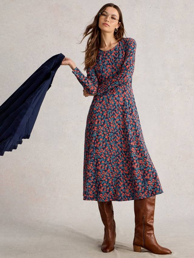 

Платье Madeline из джерси с абстрактным принтом White Stuff, Navy/Multi