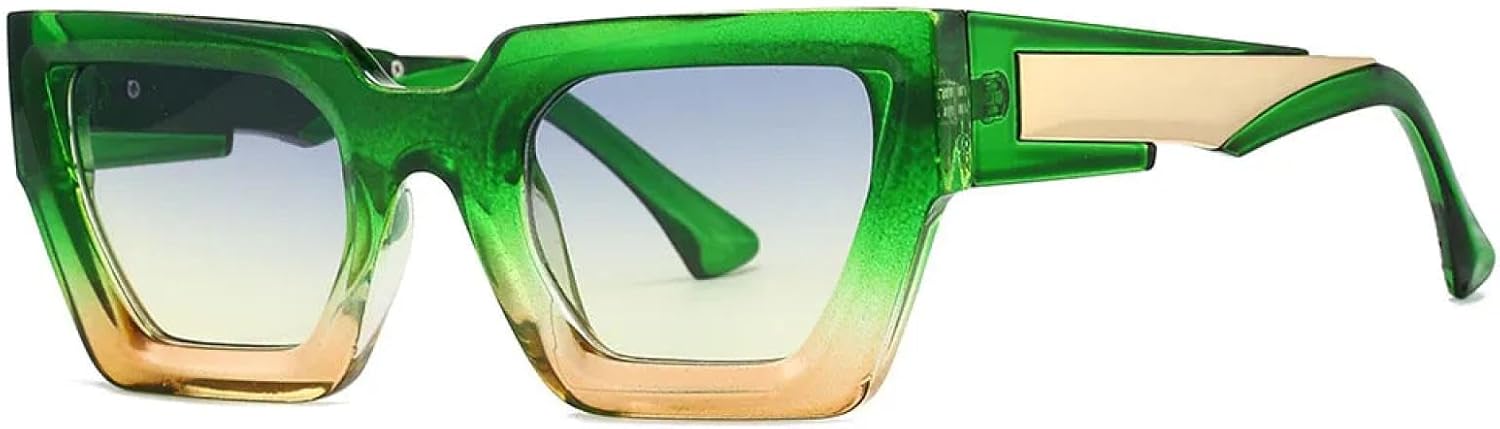 

Классические солнцезащитные очки в крупной оправе для женщин и мужчин, роскошные винтажные солнцезащитные очки, популярные розовые панк-очки для улицы, защита от УФ-излучения UV400 TKKTLLT, Green Blue Yellow