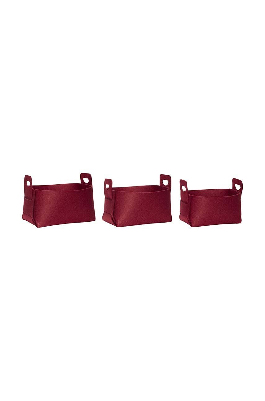 

Hübsch Felt Basket, набор корзин для хранения, 3 шт, гранатовый