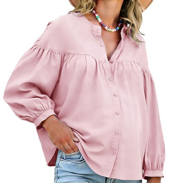 

Женская блузка для беременных с длинным рукавом и плиссировкой Inspire Chic, Pink