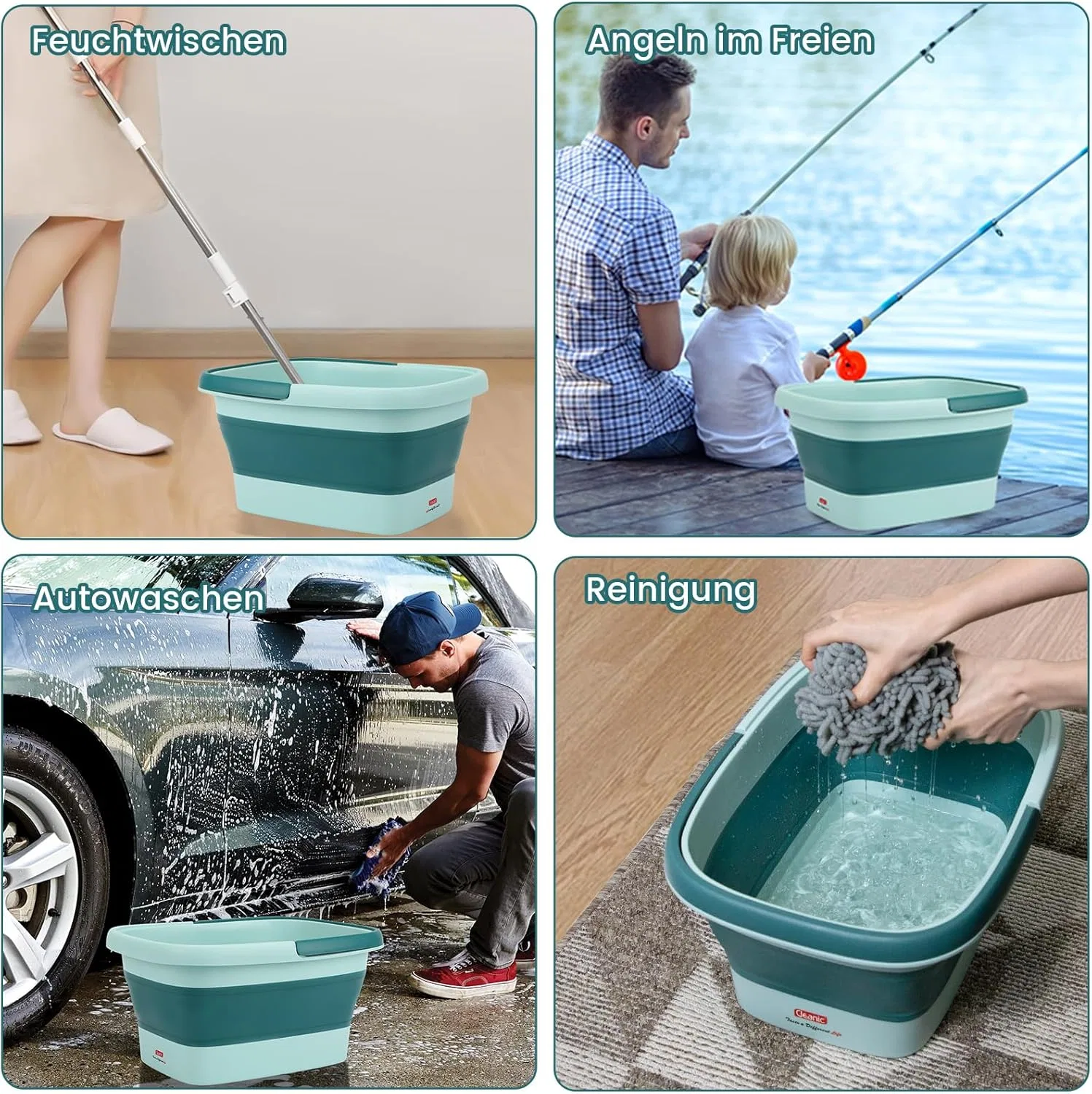 Складная ванночка для ног DEANIC с массажем и ручкой Deanic, Blue — фото 2