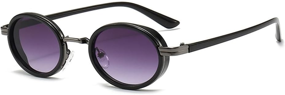 

Маленькие овальные панк-солнцезащитные очки для мужчин, винтажные, полуметаллические, женские, градиентные, UV400, голубые, чайные солнцезащитные очки WNCKSQ, Black Gray Gradient