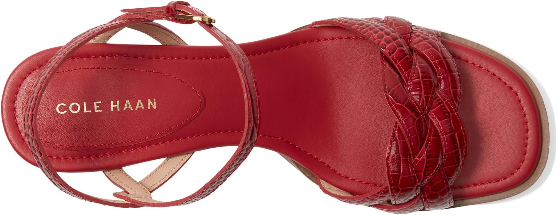 Сандалии Cole Haan Ambrose Braid Sandal, цвет Rio Red Croc Print Leather — фото 2