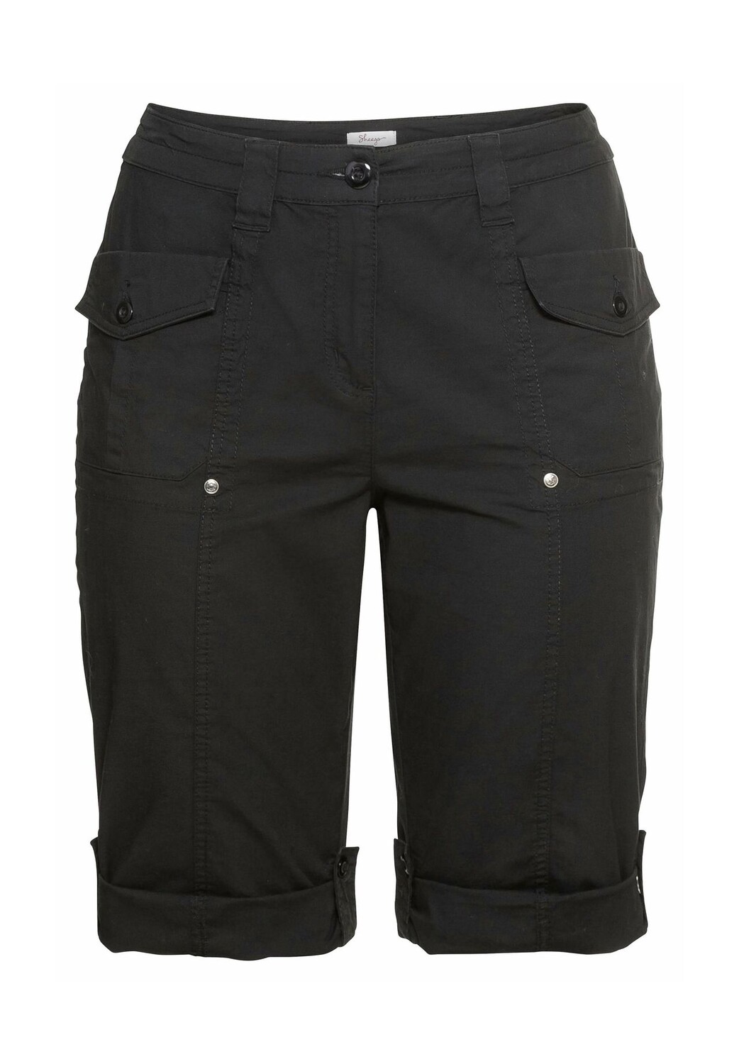 

Шорты-бермуды с накладными карманами и клапанами sheego, черный