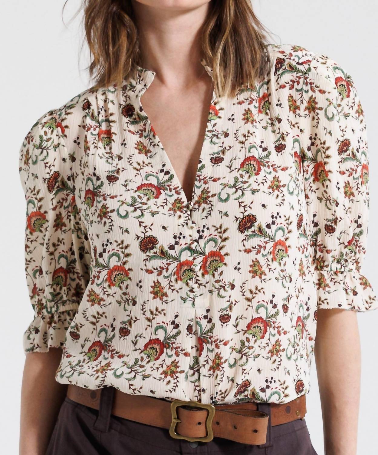 

Блуза Evermore Top в стиле фольклор Go by Go Silk, цвет folkloric