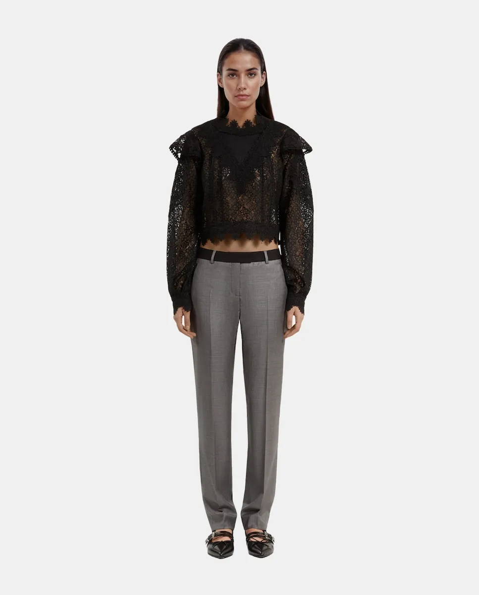 

Женские облегающие брюки с контрастным поясом The Kooples, серый