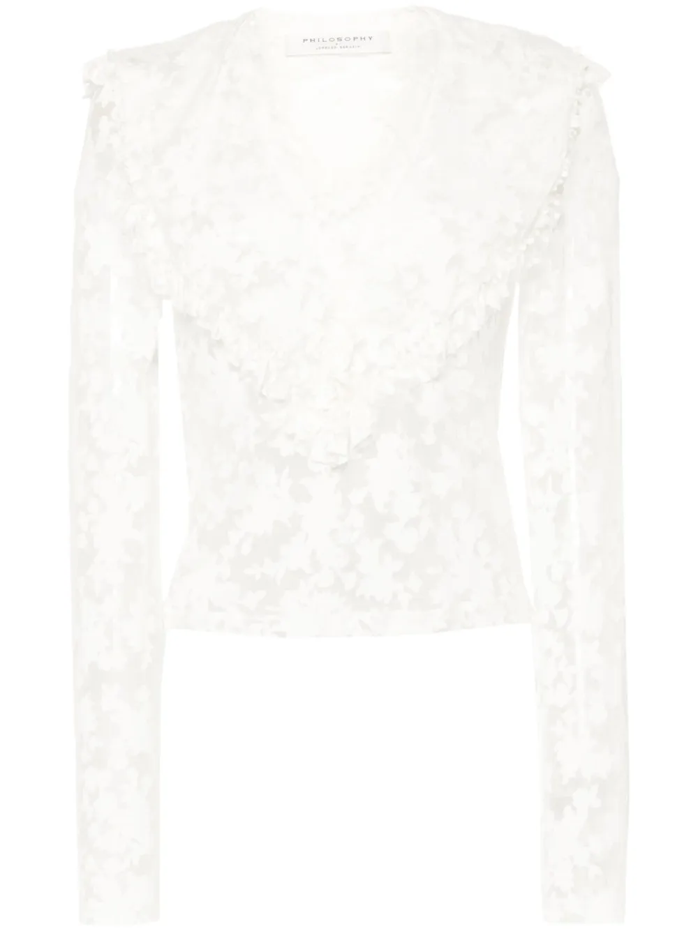 

Полупрозрачная блузка с цветочным узором Philosophy Di Lorenzo Serafini, белый