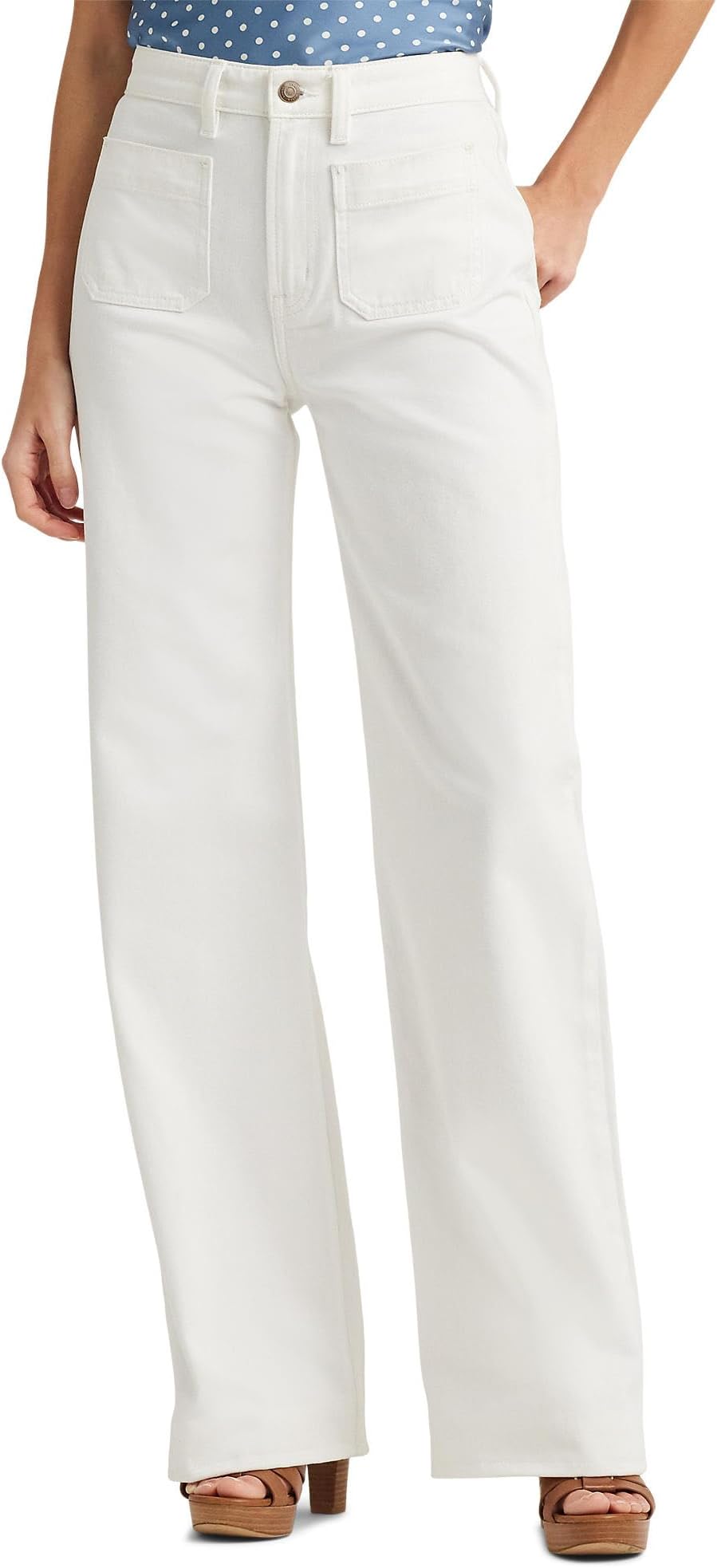 

Джинсы Lauren Ralph Lauren High-Rise Wide-Leg Jeans in White Wash, цвет White Wash