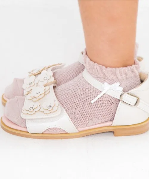 Носки POMPKINS цветочные mesh, ピンク