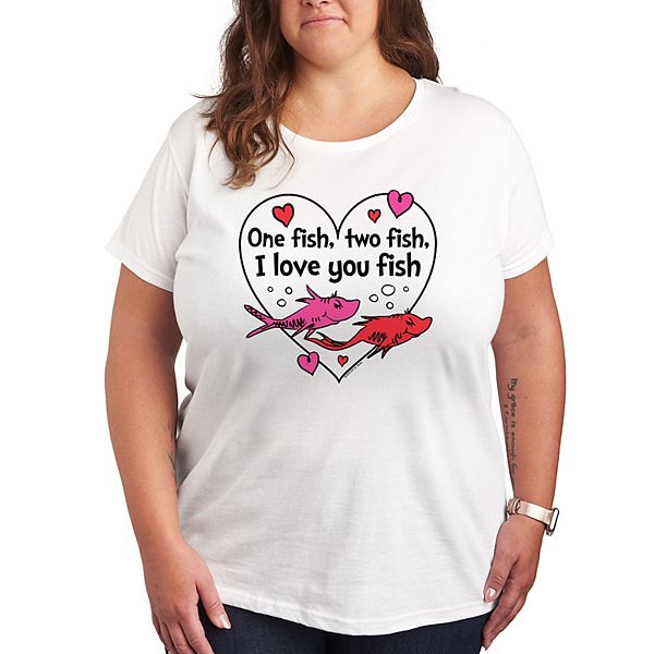 

Футболка с принтом "I love you" и рыбкой Plus size Dr. Seuss, White, Белый, Футболка с принтом "I love you" и рыбкой Plus size Dr. Seuss, White