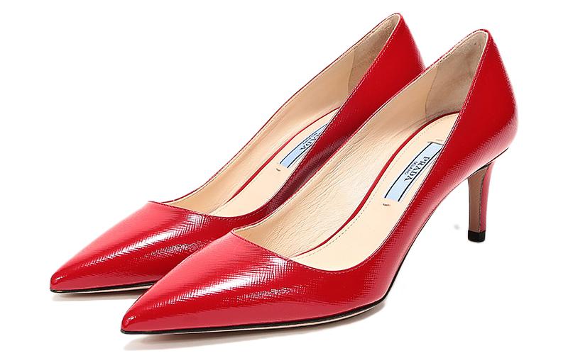 Остроконечные каблуки из шагреневой кожи 'Red' Женские PRADA — фото 4
