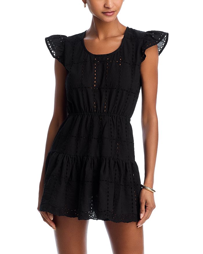 

Платье с запахом и ажурными вставками Tank Eyelet - эксклюзив AQUA, черный