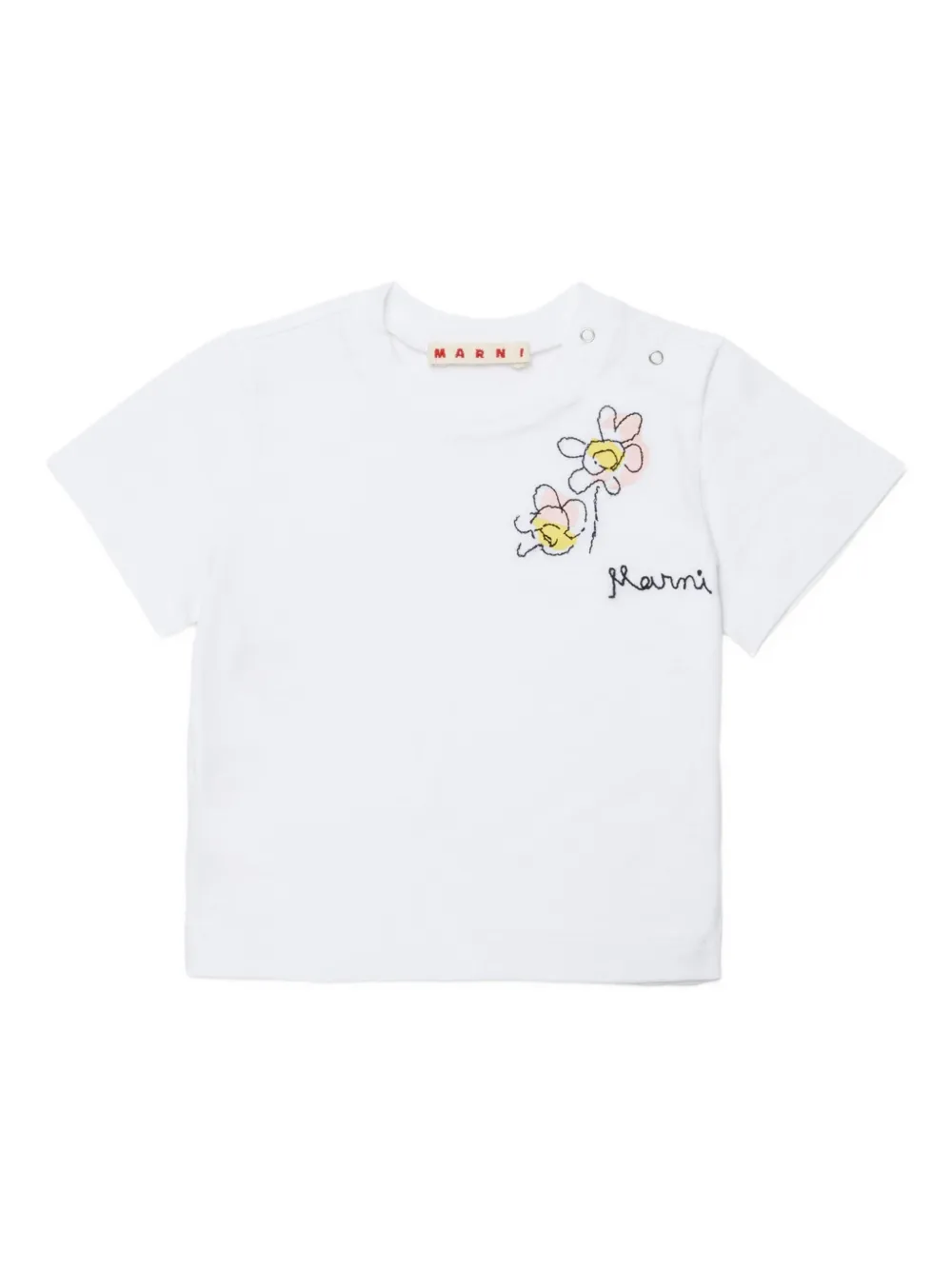 

Футболка с цветочной аппликацией Marni Kids, белый
