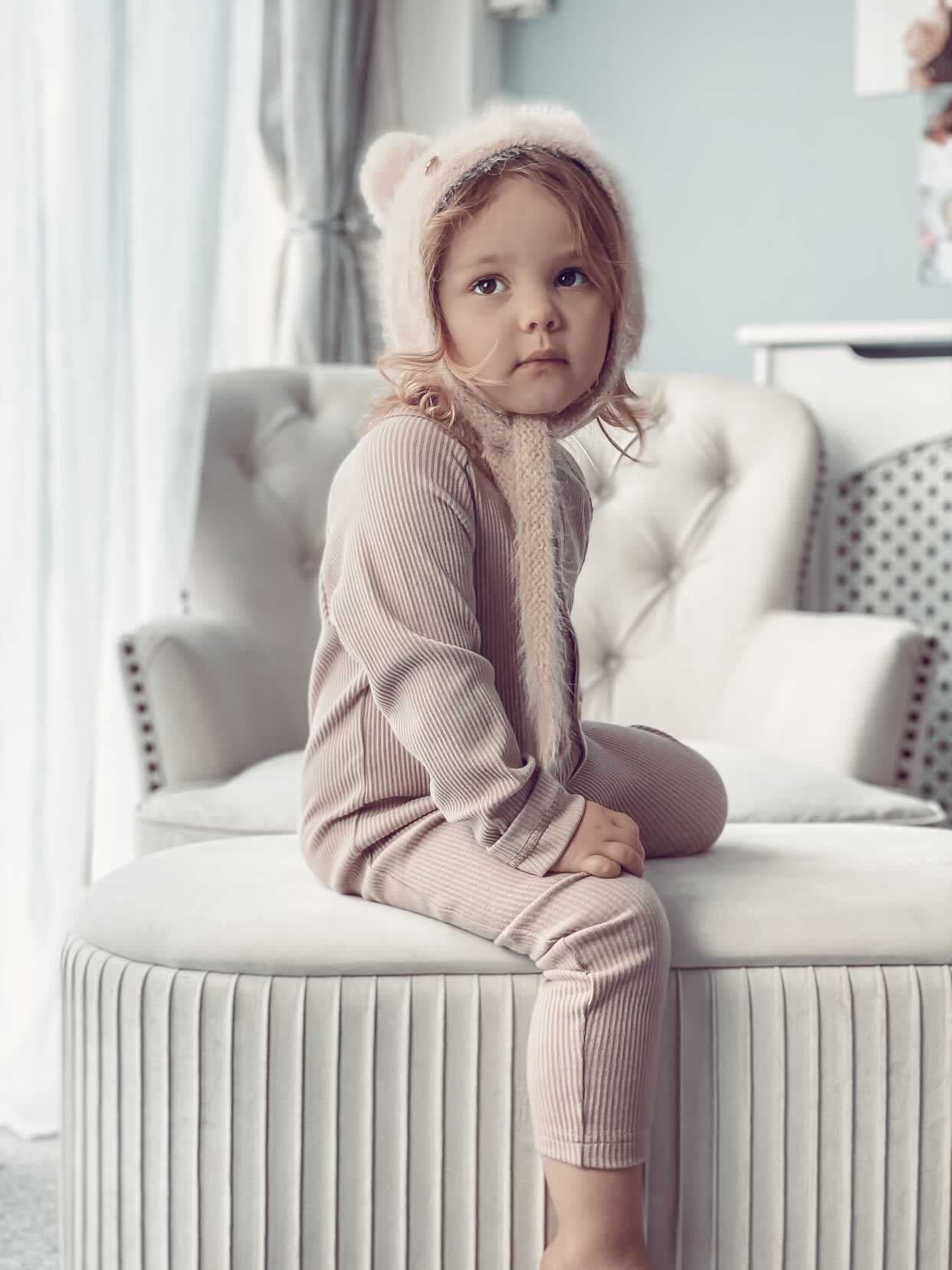 Рельефный хлопковый комбинезон - пыльно-розовый Petite Maison Kids — фото 3