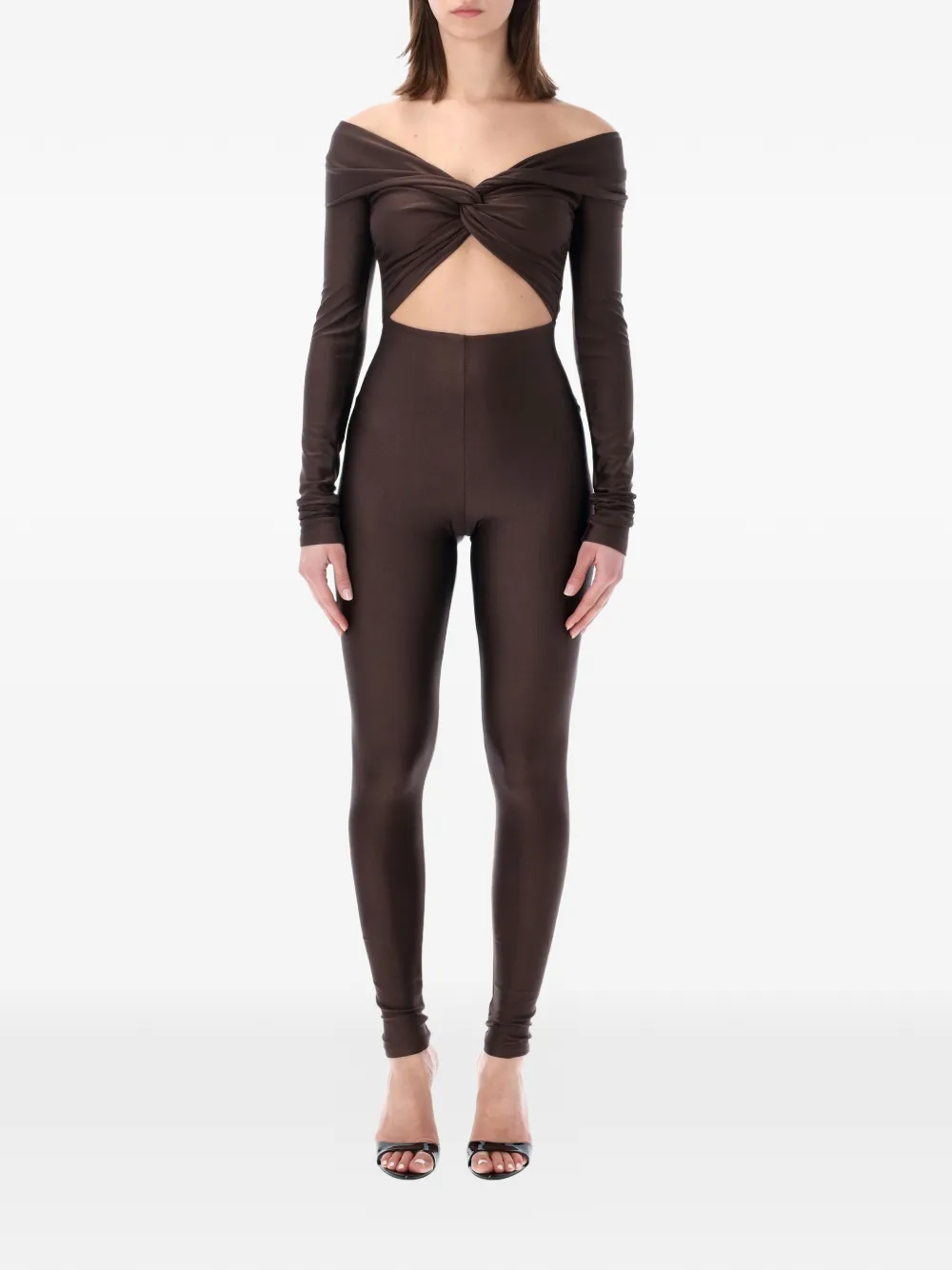 

Комбинезон с открытыми плечами и перекрученным элементом The Andamane, коричневый