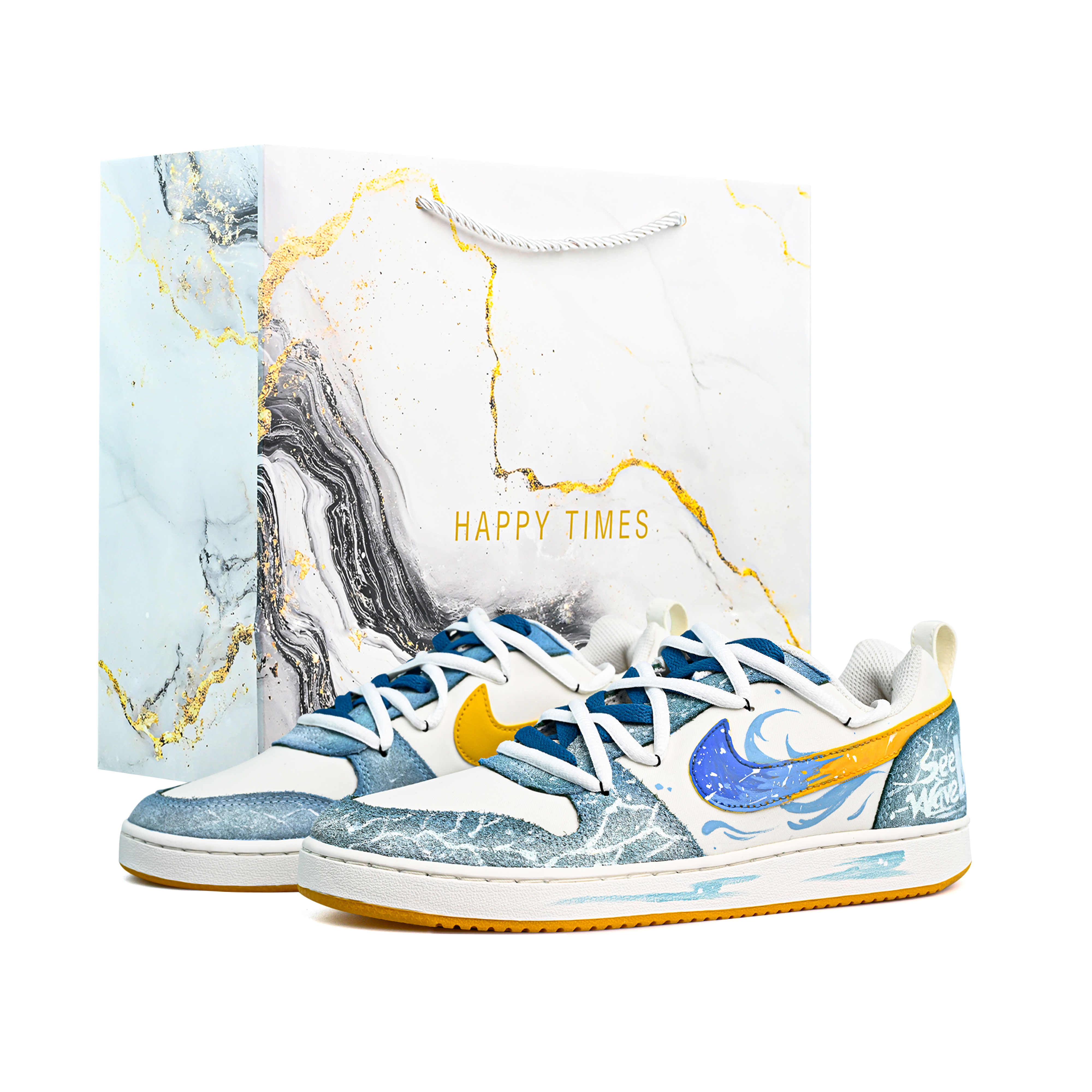 

Nike Кроссовки для скейтбординга Court Borough с амортизацией, устойчивые к истиранию, легкие, низкие, мужские, бело-голубые