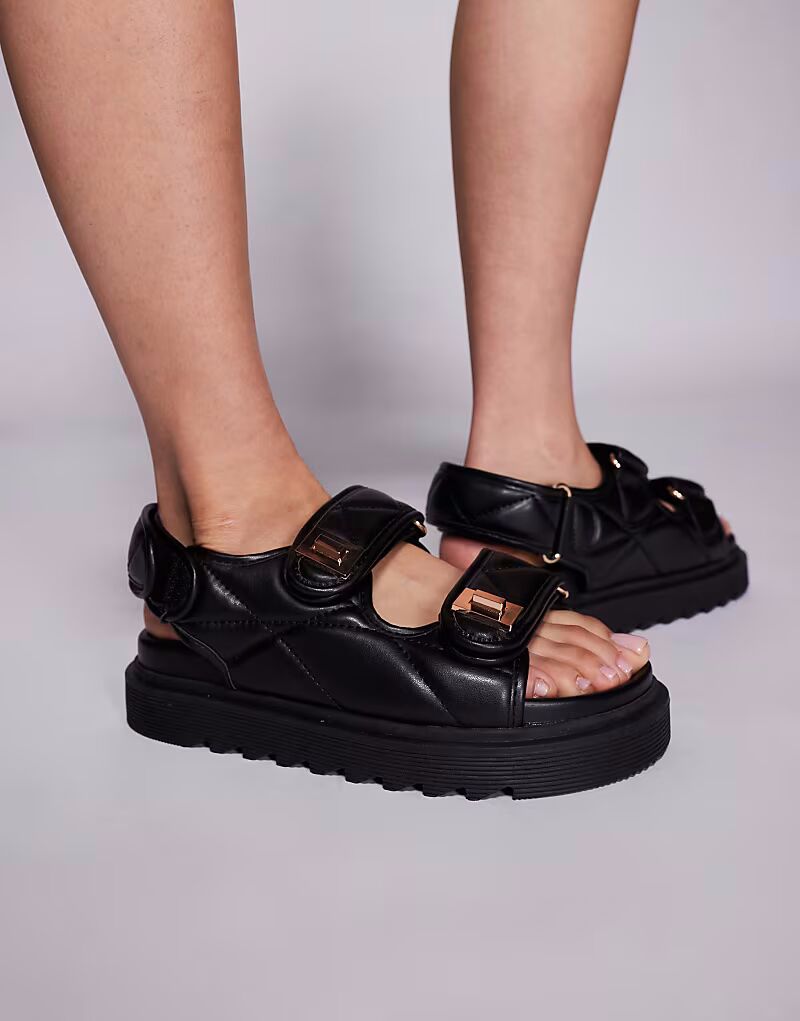 Босоножки Simmi London Eboni на толстой подошве из черного полиуретана SIMMI Shoes