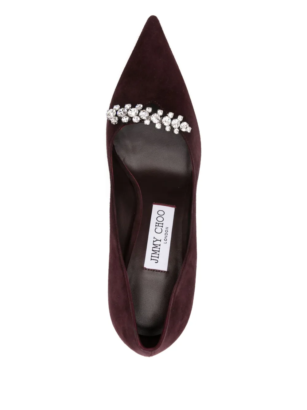 Туфли-лодочки с острым носком, украшенные кристаллами, 90 мм JIMMY CHOO, красный — фото 4
