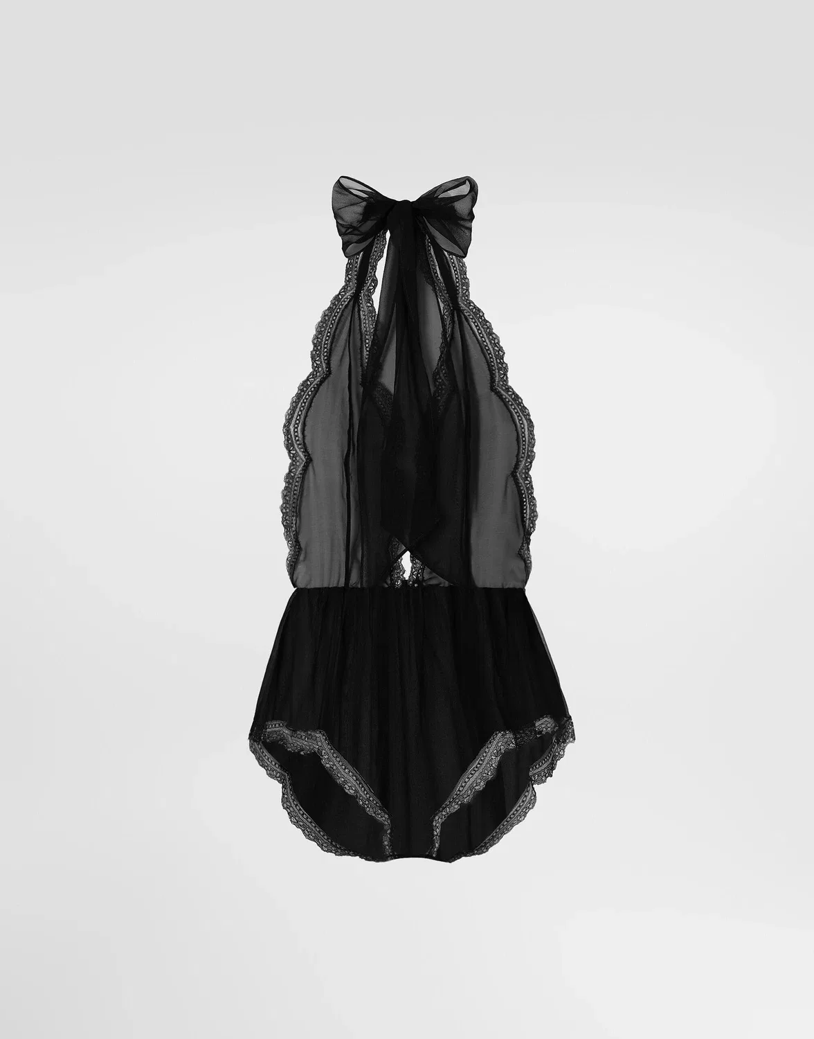 Боди из шифона и кружева DOLCE & GABBANA, черный