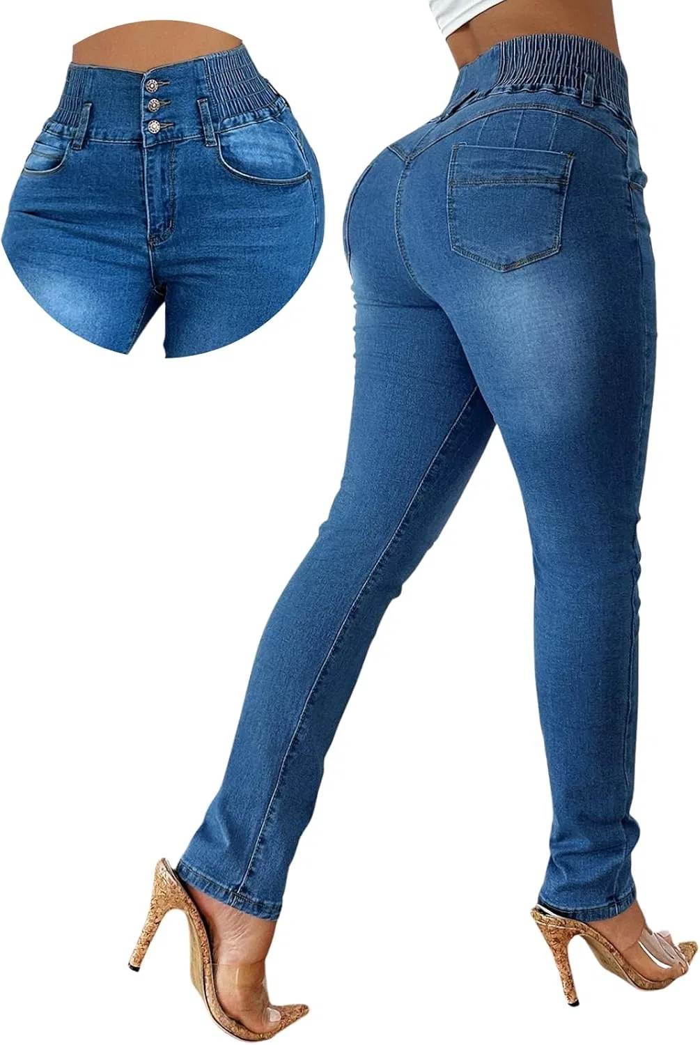 Джинсы с эффектом подтяжки ягодиц, Light Blue