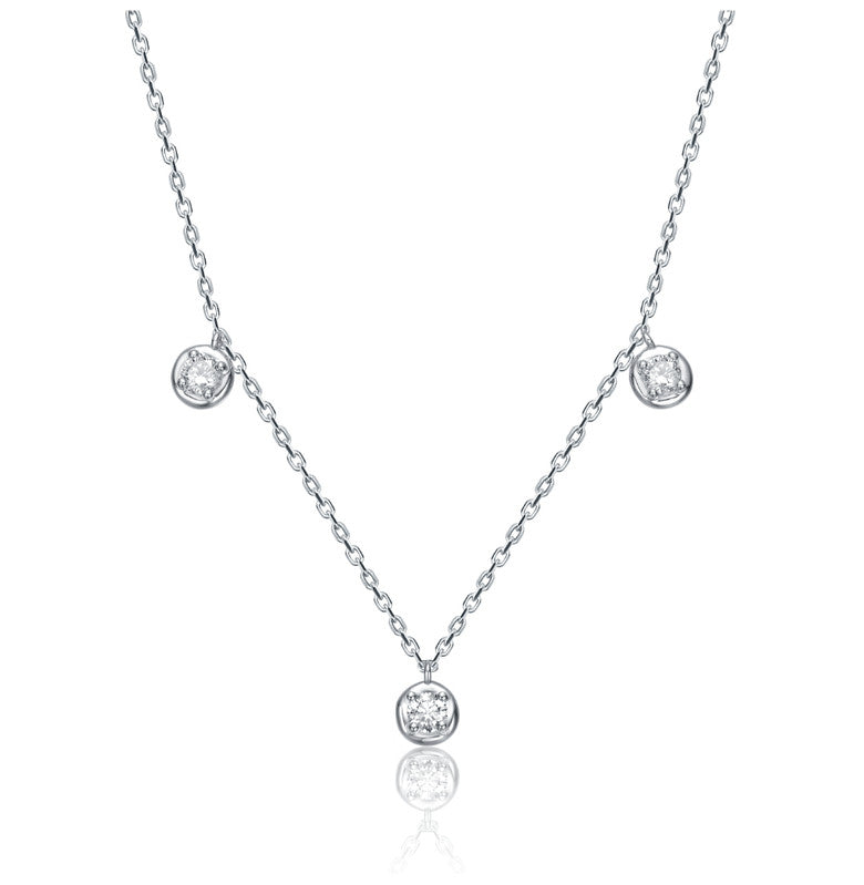 

Ожерелье Raindrop Station из стерлингового серебра с покрытием из белого золота и муассанитом 0,17 карата, выращенным в лаборатории Stella Valentino, серебряный