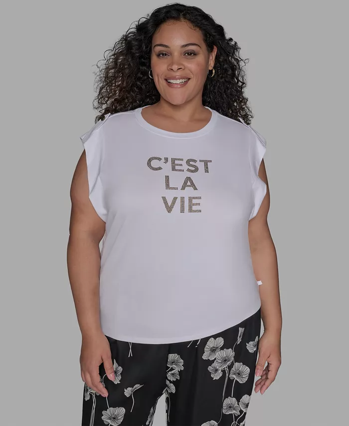 

Топ с удлиненными плечами C'est La Vie размера Plus KARL LAGERFELD PARIS, белый