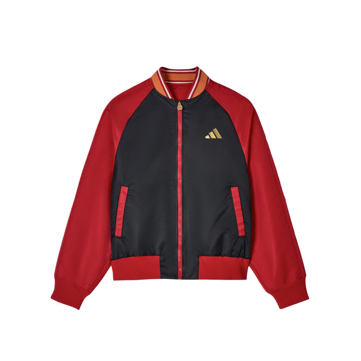 

Детская куртка с воротником-стойкой, средней высоты Adidas, черный/energy красный