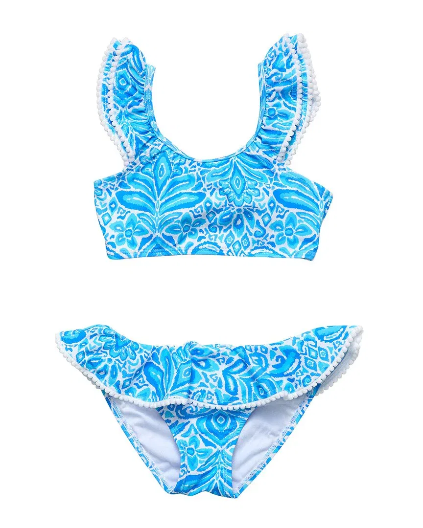 Snapper Rock Santorini Frill Crop Bikini, синий