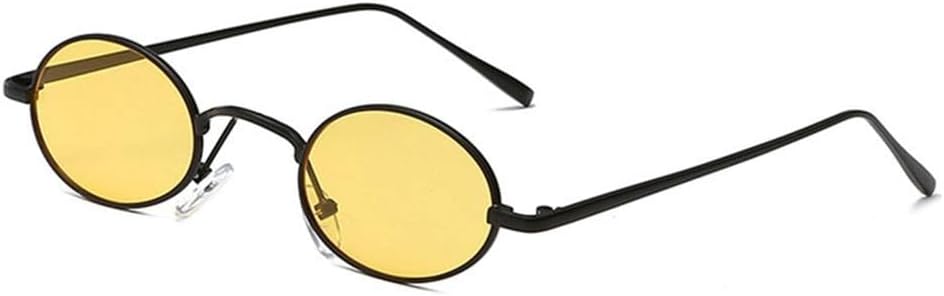 

Винтажные маленькие овальные солнцезащитные очки для женщин, тренд 2025 года, золотистая металлическая оправа, ретро-миниатюрные солнцезащитные очки для женщин KTUCN, 2 Black Yellow